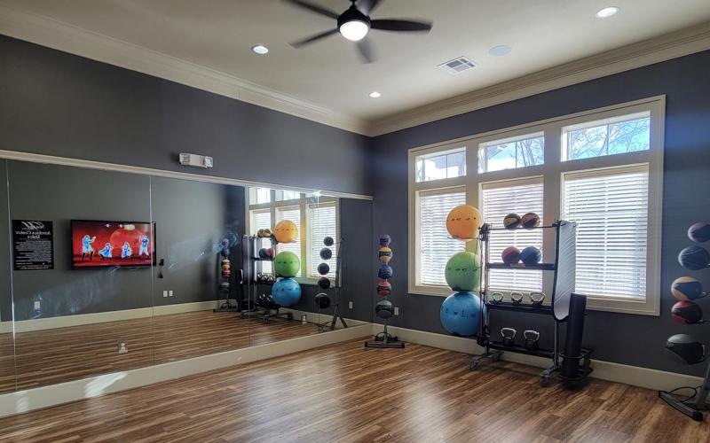 workout studio with large windows