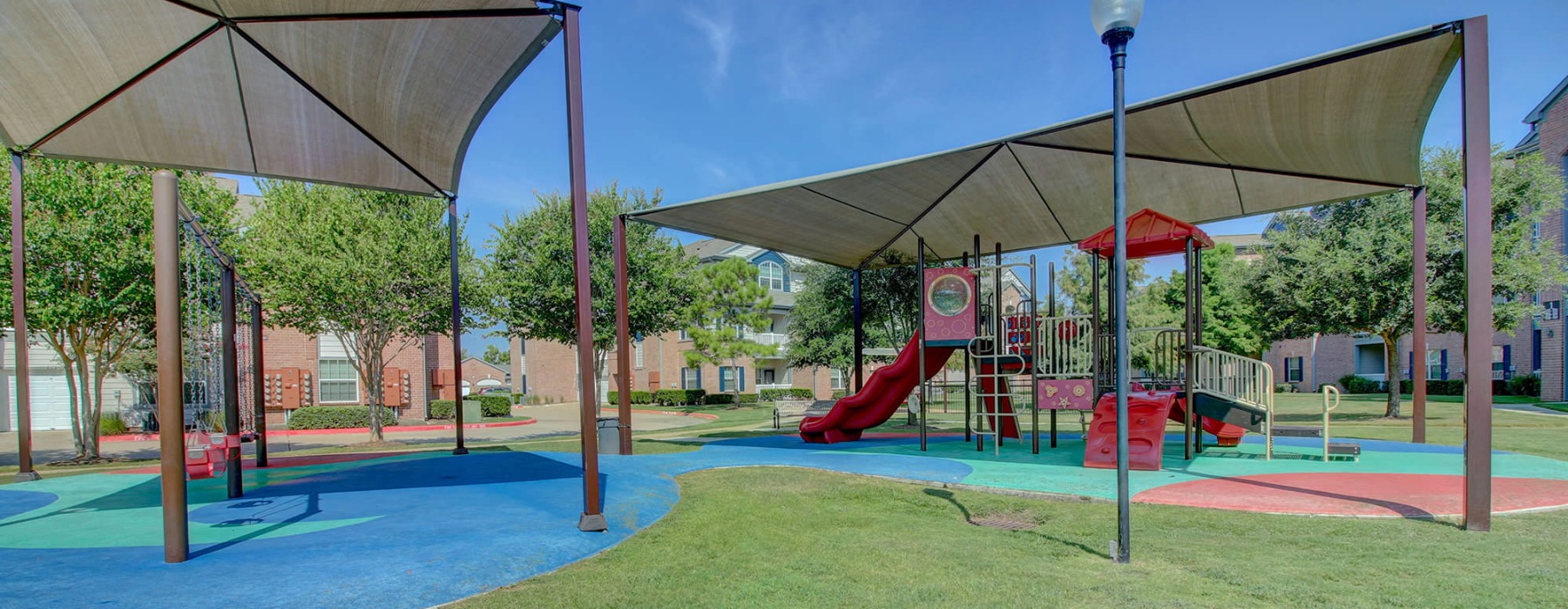 a playground with a slide